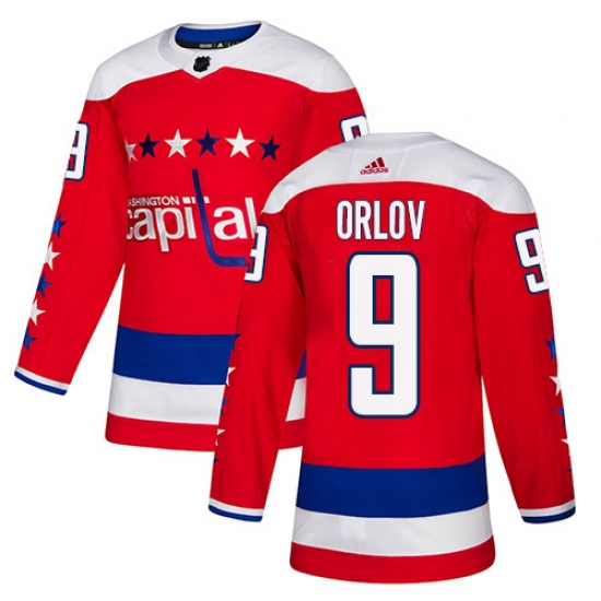 Men's Adidas Washington Capitals 9 Dmitry Orlov Authentic Red Alternate NHL Jersey