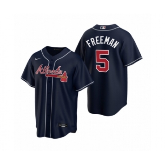 Youth Atlanta Braves 5 Freddie Freeman Nike Navy 2020 Replica Alternate Jersey
