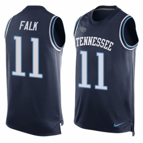 Men's Nike Tennessee Titans 11 Luke Falk Limited Navy Blue Player Name & Number Tank Top NFL Jersey