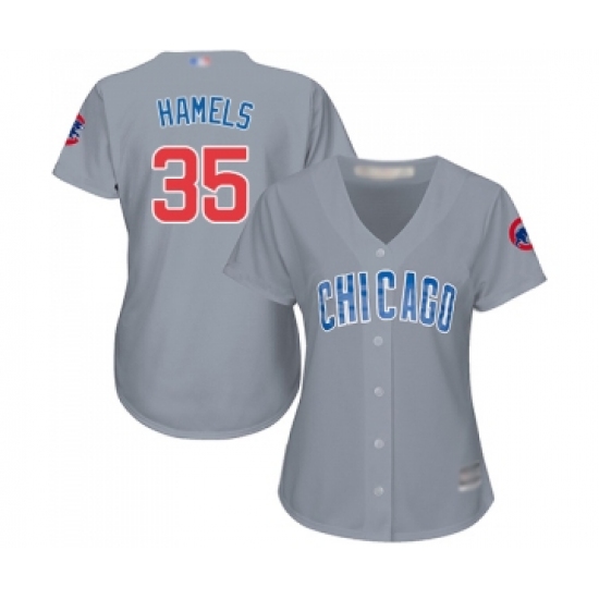 Women's Chicago Cubs 35 Cole Hamels Authentic Grey Road Baseball Jersey