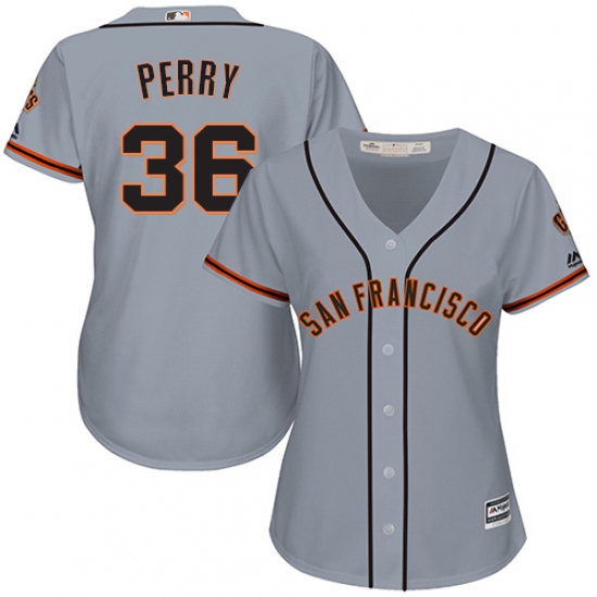 Women's Majestic San Francisco Giants 36 Gaylord Perry Replica Grey Road Cool Base MLB Jersey