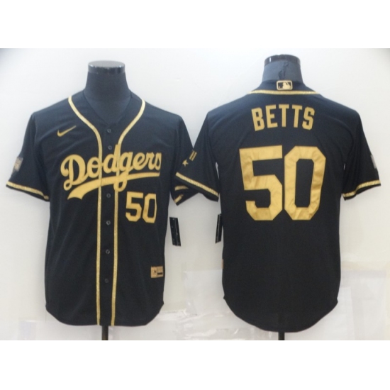 Men's Nike Los Angeles Dodgers 50 Mookie Betts Black Gold Authentic Jersey