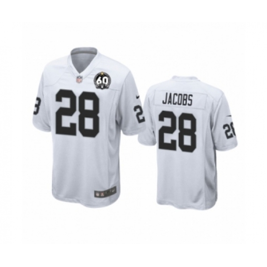 Youth Oakland Raiders 28 Josh Jacobs Game 60th Anniversary White Football Jersey