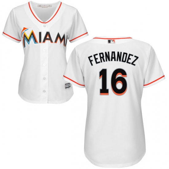 Women's Majestic Miami Marlins 16 Jose Fernandez Authentic White Home Cool Base MLB Jersey