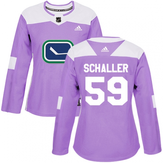 Women's Adidas Vancouver Canucks 59 Tim Schaller Authentic Purple Fights Cancer Practice NHL Jersey