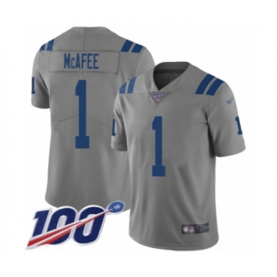 Youth Indianapolis Colts 1 Pat McAfee Limited Gray Inverted Legend 100th Season Football Jersey