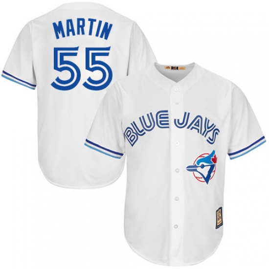 Men's Majestic Toronto Blue Jays 55 Russell Martin Replica White Cooperstown MLB Jersey