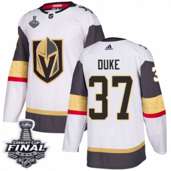 Women's Adidas Vegas Golden Knights 37 Reid Duke Authentic White Away 2018 Stanley Cup Final NHL Jersey