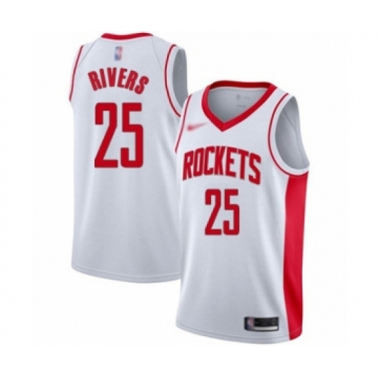 Men's Houston Rockets 25 Austin Rivers Authentic White Finished Basketball Jersey - Association Edition