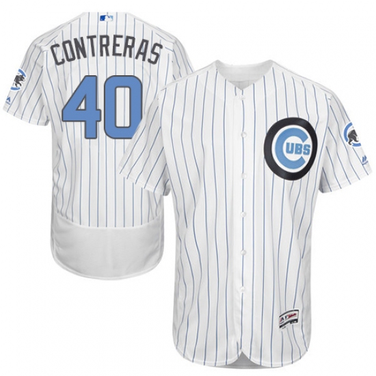 Men's Majestic Chicago Cubs 40 Willson Contreras Authentic White 2016 Father's Day Fashion Flex Base MLB Jersey