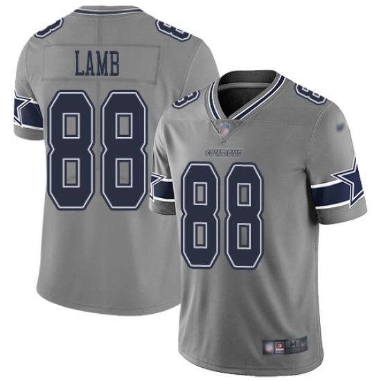 Men's Dallas Cowboys 88 CeeDee Lamb Gray Stitched Limited Inverted Legend Jersey