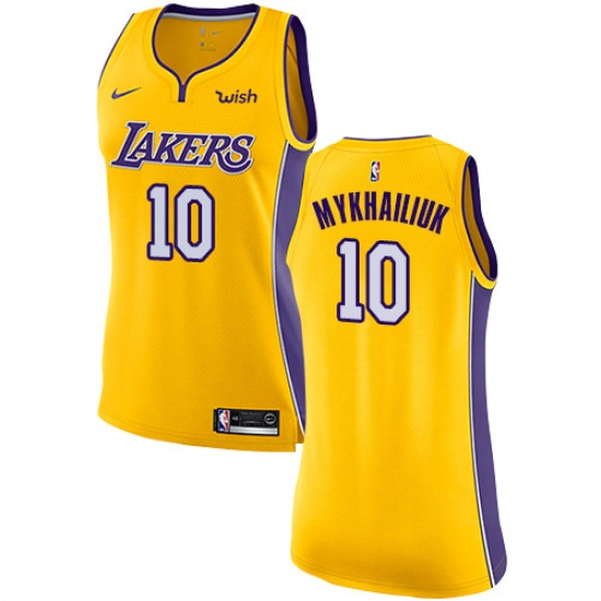 Women's Nike Los Angeles Lakers 10 Sviatoslav Mykhailiuk Swingman Gold NBA Jersey - Icon Edition