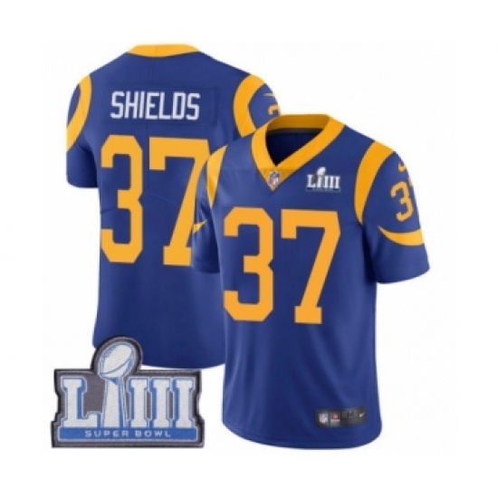 Men's Nike Los Angeles Rams 37 Sam Shields Royal Blue Alternate Vapor Untouchable Limited Player Super Bowl LIII Bound NFL Jersey