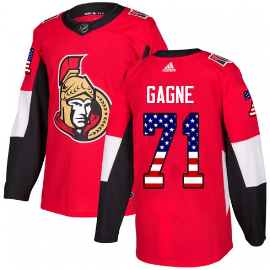 Men's Adidas Ottawa Senators 71 Gabriel Gagne Authentic Red USA Flag Fashion NHL Jersey