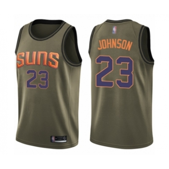 Men's Phoenix Suns 23 Cameron Johnson Swingman Green Salute to Service Basketball Jersey