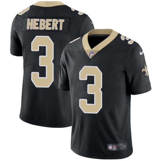 Men's Nike New Orleans Saints 3 Bobby Hebert Black Team Color Vapor Untouchable Limited Player NFL Jersey