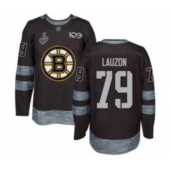 Men's Boston Bruins 79 Jeremy Lauzon Authentic Black 1917-2017 100th Anniversary 2019 Stanley Cup Final Bound Hockey Jersey