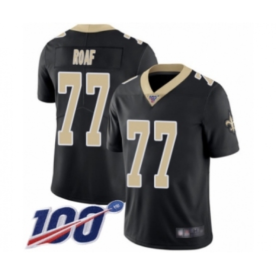Men's New Orleans Saints 77 Willie Roaf Black Team Color Vapor Untouchable Limited Player 100th Season Football Jersey