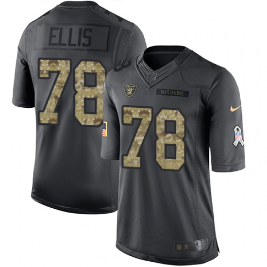 Men's Nike Oakland Raiders 78 Justin Ellis Limited Black 2016 Salute to Service NFL Jersey