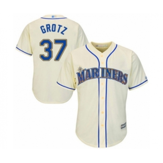 Youth Seattle Mariners 37 Zac Grotz Authentic Cream Alternate Cool Base Baseball Player Jersey