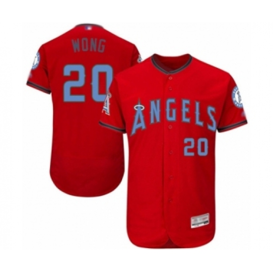 Men's Los Angeles Angels of Anaheim 20 Kean Wong Authentic Red 2016 Father's Day Fashion Flex Base Baseball Player Jersey