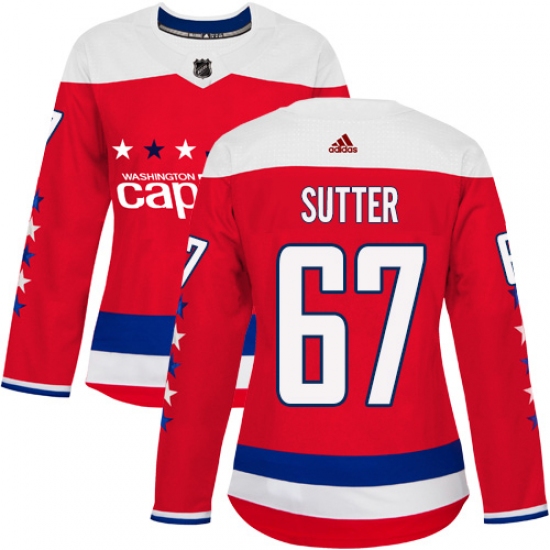 Women's Adidas Washington Capitals 67 Riley Sutter Authentic Red Alternate NHL Jersey