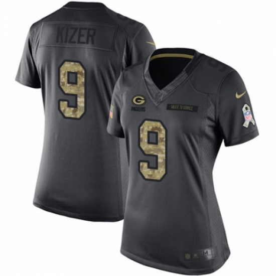 Women's Nike Green Bay Packers 9 DeShone Kizer Limited Black 2016 Salute to Service NFL Jersey