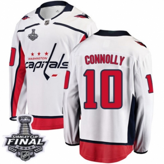 Youth Washington Capitals 10 Brett Connolly Fanatics Branded White Away Breakaway 2018 Stanley Cup Final NHL Jersey