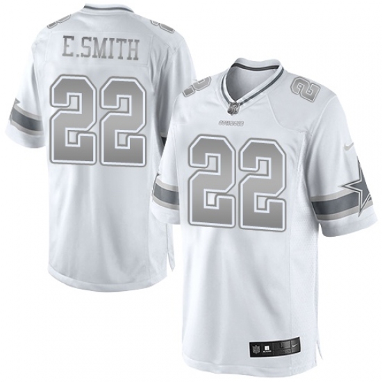 Men's Nike Dallas Cowboys 22 Emmitt Smith Limited White Platinum NFL Jersey