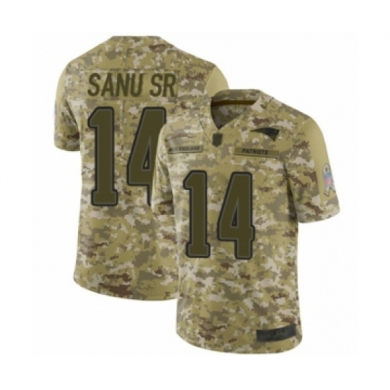 Youth New England Patriots 14 Mohamed Sanu Sr Limited Camo 2018 Salute to Service Football Jersey