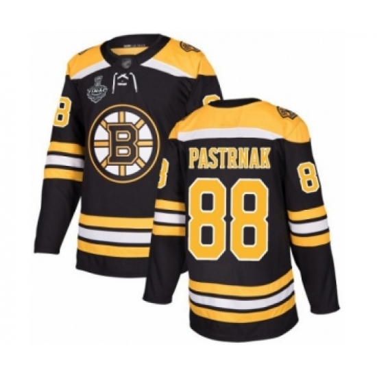 Men's Boston Bruins 88 David Pastrnak Authentic Black Home 2019 Stanley Cup Final Bound Hockey Jersey