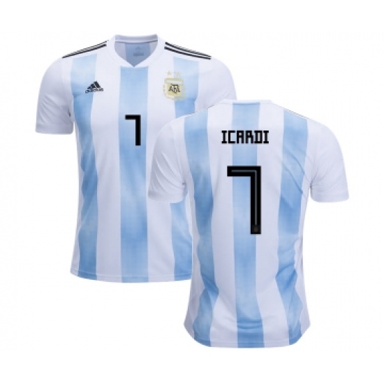 Argentina 7 Icardi Home Kid Soccer Country Jersey