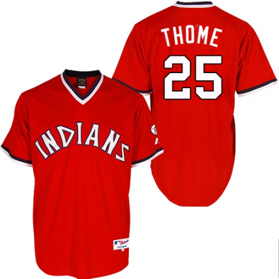 Men's Majestic Cleveland Indians 25 Jim Thome Replica Red 1978 Turn Back The Clock MLB Jersey