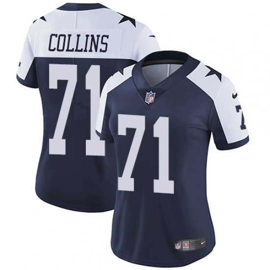 Women's Nike Dallas Cowboys 71 La'el Collins Navy Blue Throwback Alternate Vapor Untouchable Limited Player NFL Jersey
