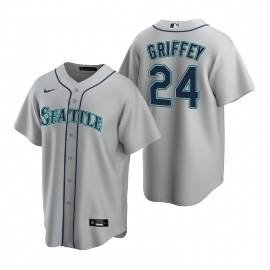 Men's Nike Seattle Mariners 24 Ken Griffey Jr. Gray Road Stitched Baseball Jersey