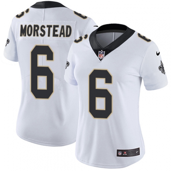 Women's Nike New Orleans Saints 6 Thomas Morstead White Vapor Untouchable Limited Player NFL Jersey