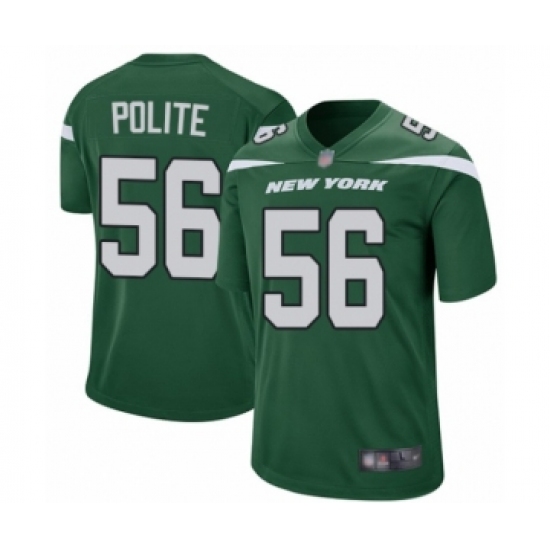 Men's New York Jets 56 Jachai Polite Game Green Team Color Football Jersey