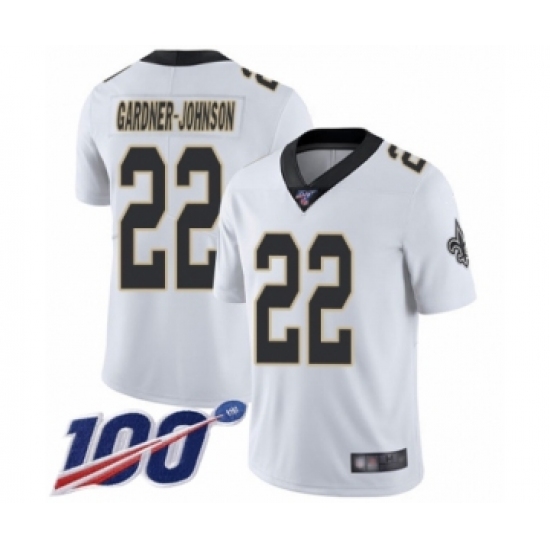 Men's New Orleans Saints 22 Chauncey Gardner-Johnson White Vapor Untouchable Limited Player 100th Season Football Jersey