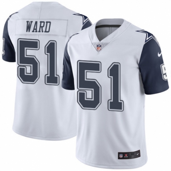 Men's Nike Dallas Cowboys 51 Jihad Ward Limited White Rush Vapor Untouchable NFL Jersey