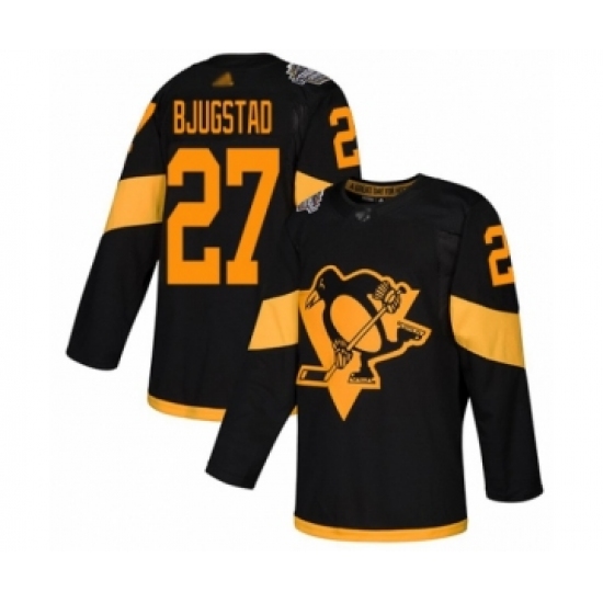 Men's Pittsburgh Penguins 27 Nick Bjugstad Authentic Black 2019 Stadium Series Hockey Jersey