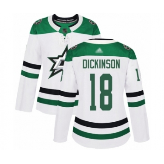 Women's Dallas Stars 18 Jason Dickinson Authentic White Away Hockey Jersey