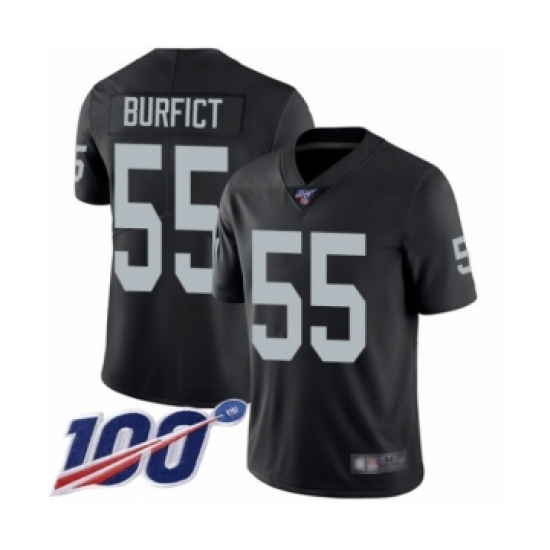 Men's Oakland Raiders 55 Vontaze Burfict Black Team Color Vapor Untouchable Limited Player 100th Season Football Jersey