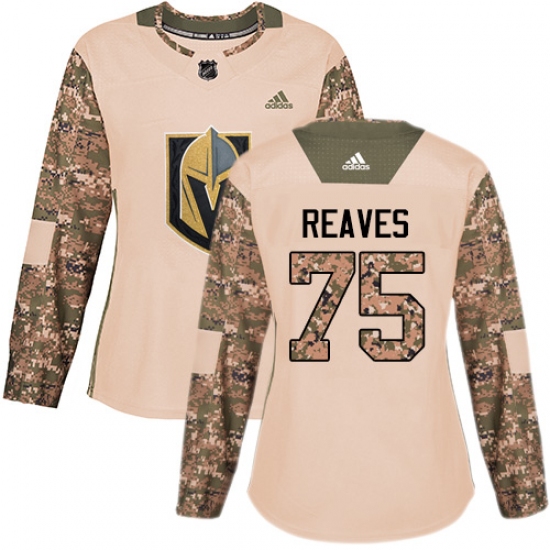 Women's Adidas Vegas Golden Knights 75 Ryan Reaves Authentic Camo Veterans Day Practice NHL Jersey