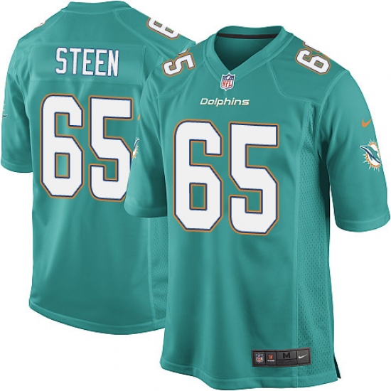 Men's Nike Miami Dolphins 65 Anthony Steen Game Aqua Green Team Color NFL Jersey