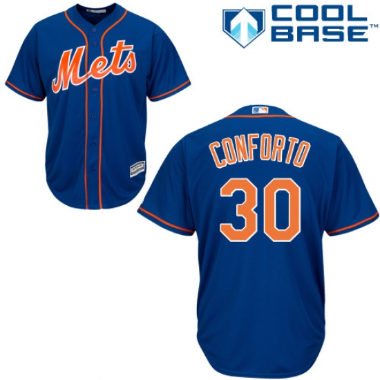 Youth Majestic New York Mets 30 Michael Conforto Authentic Royal Blue Alternate Home Cool Base MLB Jersey