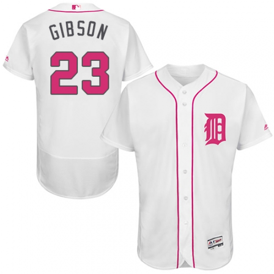 Men's Majestic Detroit Tigers 23 Kirk Gibson Authentic White 2016 Mother's Day Fashion Flex Base MLB Jersey