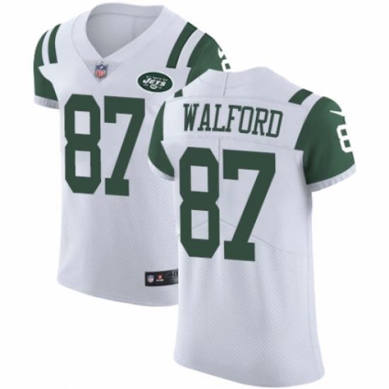 Men's Nike New York Jets 87 Clive Walford White Vapor Untouchable Elite Player NFL Jersey