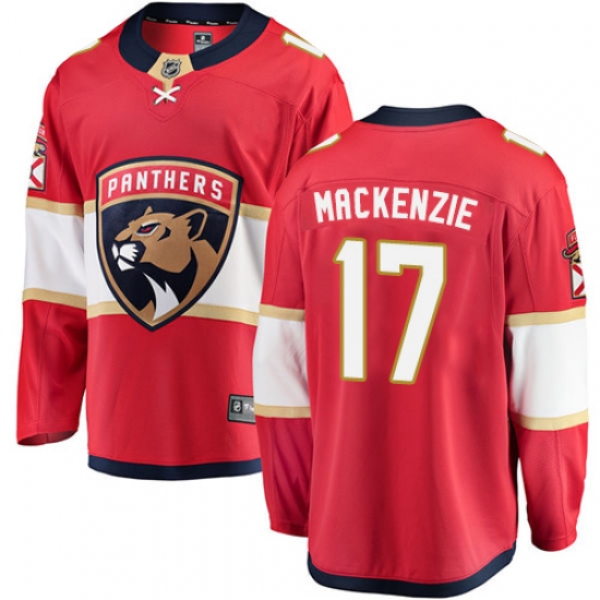 Men's Florida Panthers 17 Derek MacKenzie Fanatics Branded Red Home Breakaway NHL Jersey