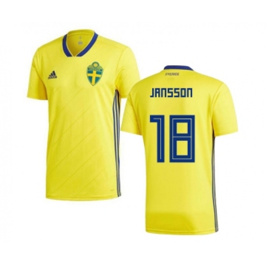 Sweden 18 Jansson Home Soccer Country Jersey