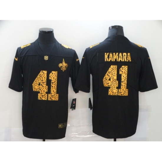 Men's New Orleans Saints 41 Alvin Kamara Black Nike Leopard Print Limited Jersey